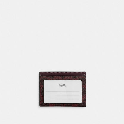 Coach Slim ID Card Case In Signature Canvas Black Currant