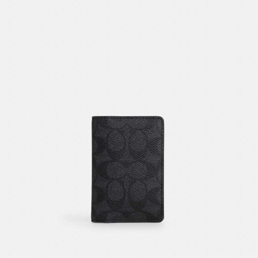 Coach ID Wallet In Signature Canvas Charcoal/Black