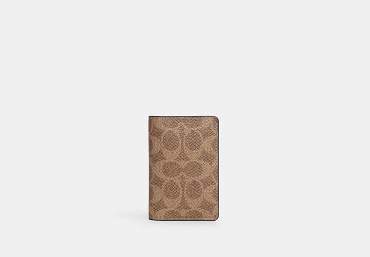 Id Wallet In Signature Canvas Tan & Black Tan & Black