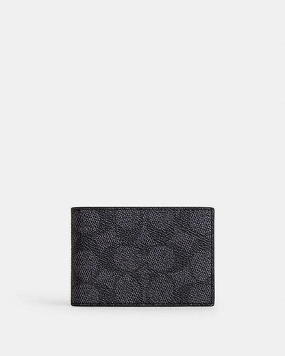 Compact Billfold Wallet In Signature Canvas Signature Canvas-Charcoal-Black Signature Canvas-Charcoal-Black