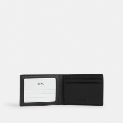 Coach Compact Billfold Wallet In Signature Canvas Charcoal
