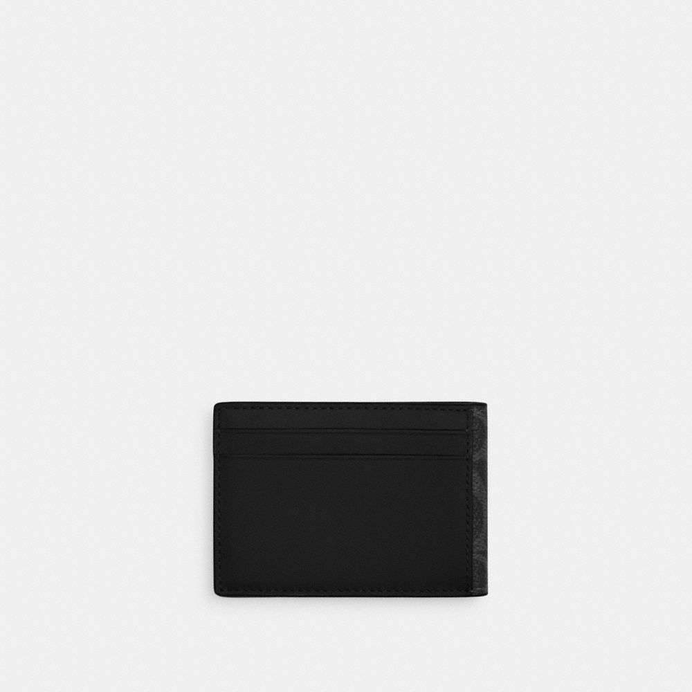 Coach Compact Billfold Wallet In Signature Canvas Black Signature