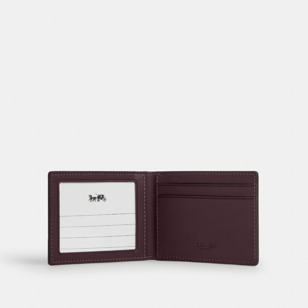 Coach Compact Billfold Wallet In Signature Canvas Black Currant