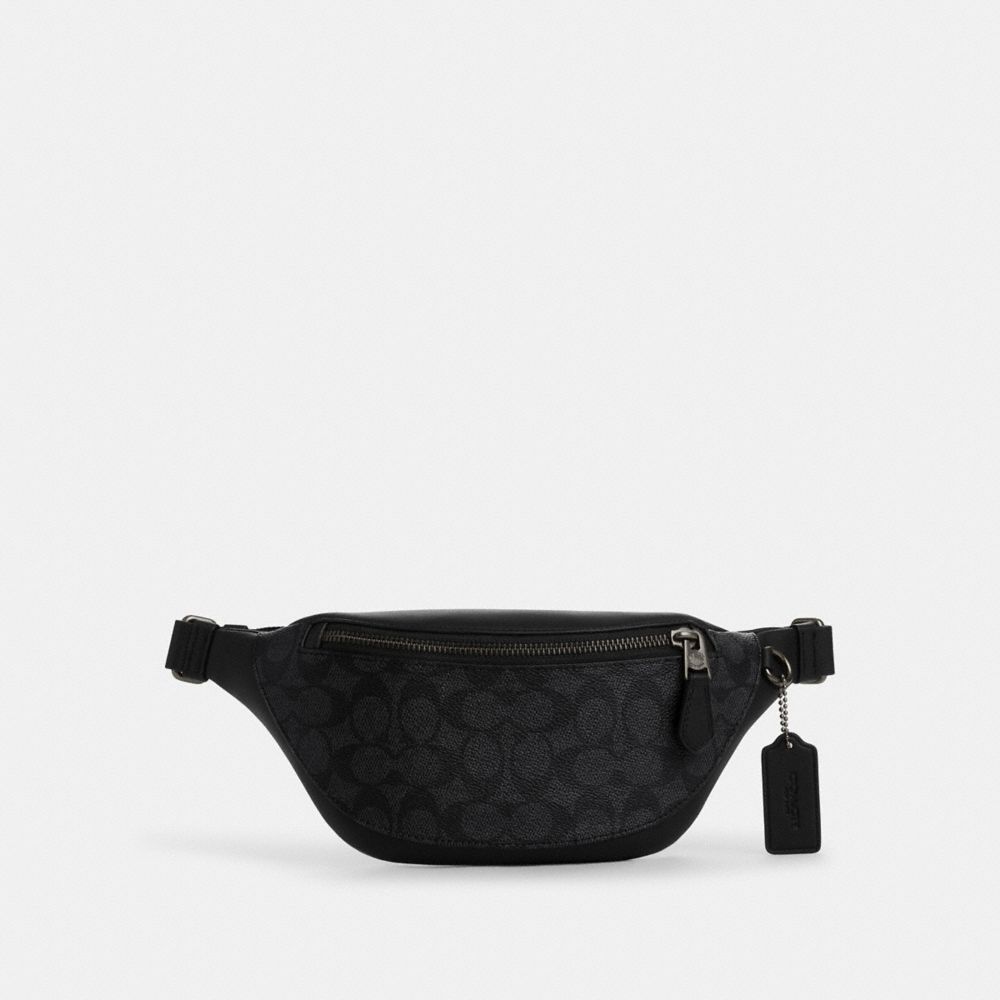 Warren Mini Belt Bag In Signature Canvas Gunmetal-Charcoal-Black Gunmetal-Charcoal-Black