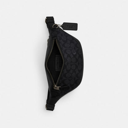 Coach Warren Mini Belt Bag In Signature Canvas Gunmetal Charcoal Black