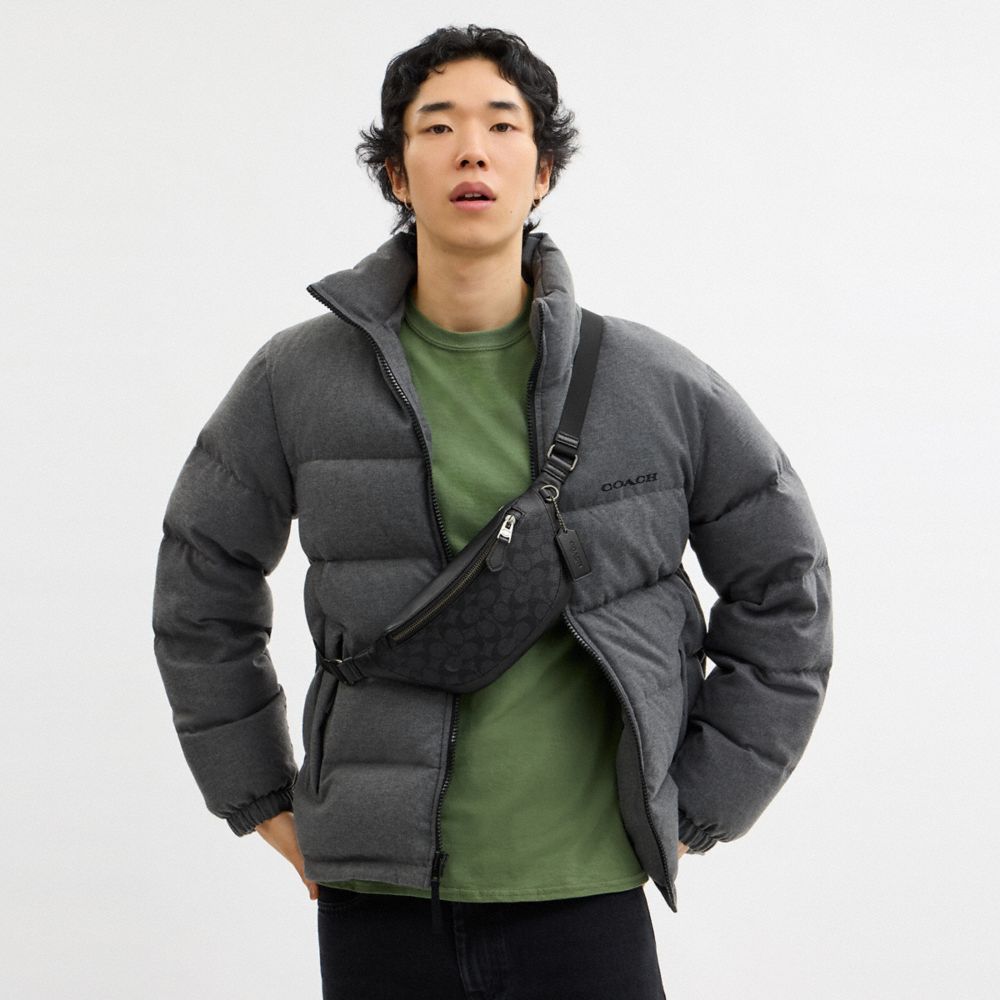 Coach Warren Mini Belt Bag In Signature Canvas Gunmetal Charcoal Black