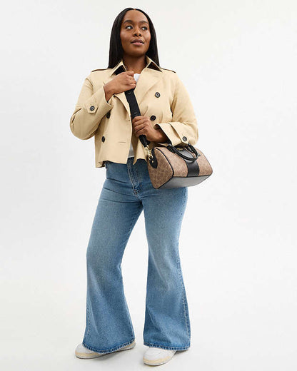 Rowan Satchel Bag In Signature Canvas Signature Canvas-Gold-Tan-Black Signature Canvas-Gold-Tan-Black