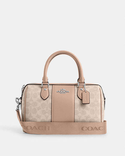 Rowan Satchel Bag In Signature Canvas Signature Canvas-Silver-Sand-Taupe Signature Canvas-Silver-Sand-Taupe