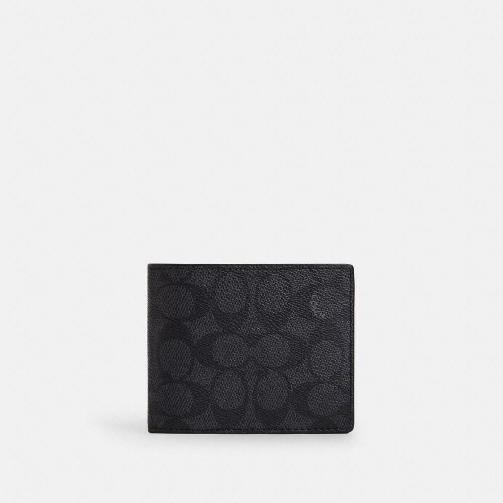 Coach 3-In-1 Wallet In Signature Canvas Charcoal/Black