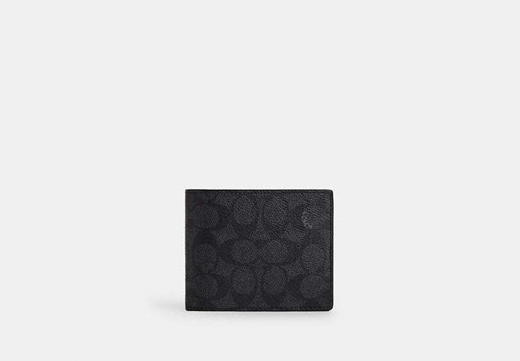 3 In 1 Wallet In Signature Canvas Charcoal-Black Charcoal-Black
