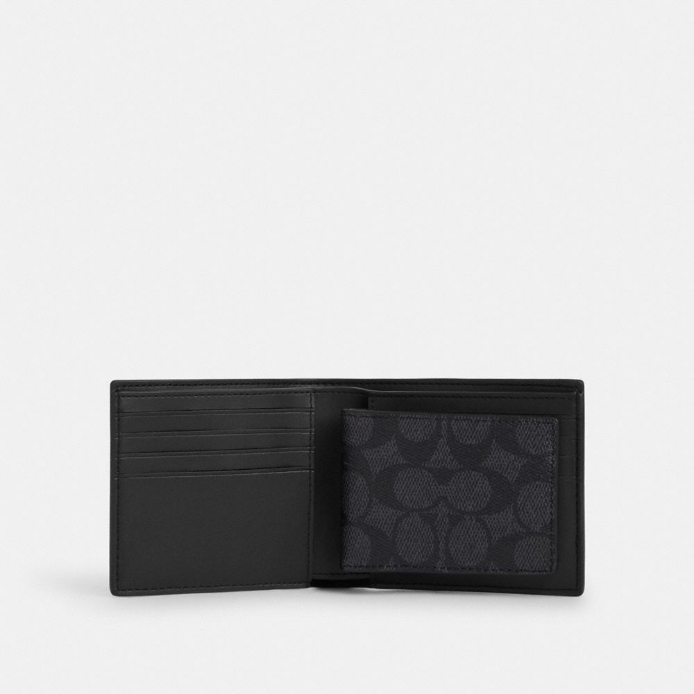 Coach 3 In 1 Wallet In Signature Canvas Charcoal Black