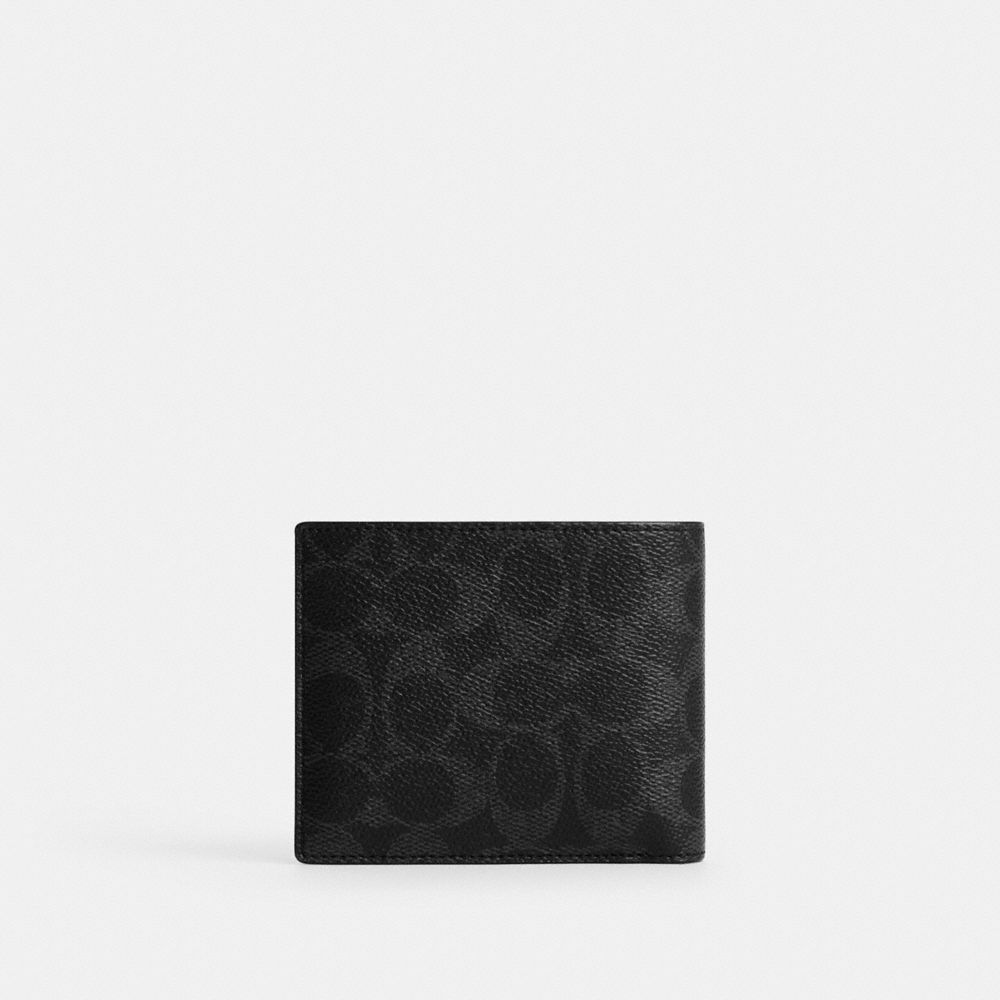 Coach 3-In-1 Wallet In Signature Canvas Black Signature