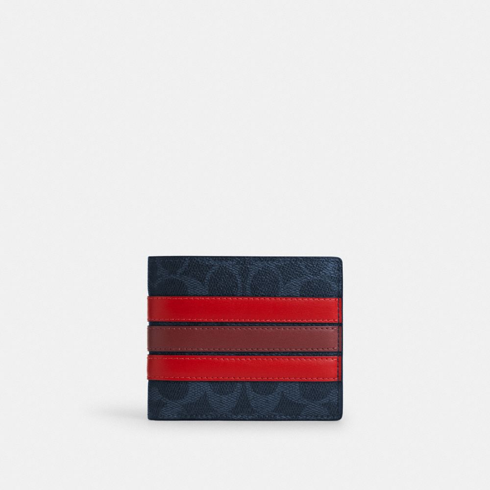 3 In 1 Wallet In Signature Canvas With Varsity Stripe Signature Canvas-Midnight Navy Multi Signature Canvas-Midnight Navy Multi