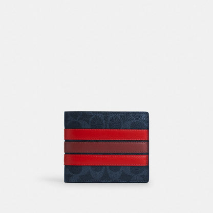 3 In 1 Wallet In Signature Canvas With Varsity Stripe Signature Canvas-Midnight Navy Multi Signature Canvas-Midnight Navy Multi