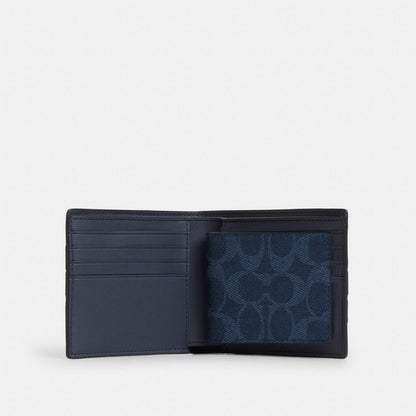 3 In 1 Wallet In Signature Canvas With Varsity Stripe Signature Canvas-Midnight Navy Multi Signature Canvas-Midnight Navy Multi