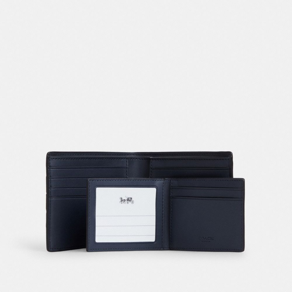 3 In 1 Wallet In Signature Canvas With Varsity Stripe Signature Canvas-Midnight Navy Multi Signature Canvas-Midnight Navy Multi