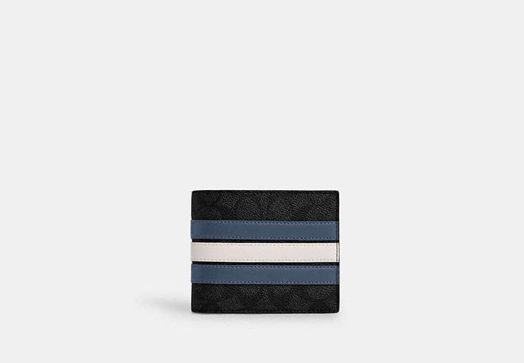 3 In 1 Wallet In Signature Canvas With Varsity Stripe Signature Canvas-Charcoal-Denim-Chalk Signature Canvas-Charcoal-Denim-Chalk