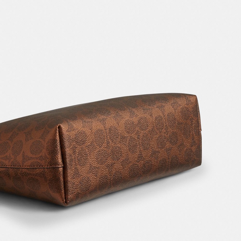 Coach Fiona Zip Tote Bag In Signature Canvas Gold Brown Copper