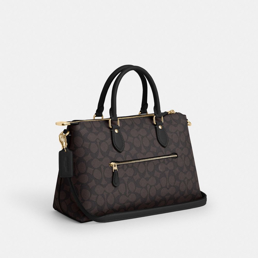 Georgia Satchel Bag In Signature Canvas Signature Canvas-Gold-Walnut-Black Signature Canvas-Gold-Walnut-Black
