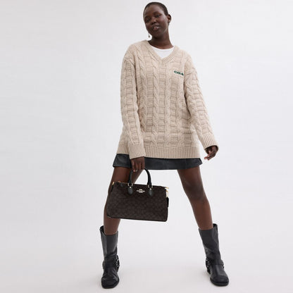 Georgia Satchel Bag In Signature Canvas Signature Canvas-Gold-Walnut-Black Signature Canvas-Gold-Walnut-Black