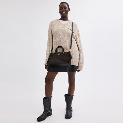 Georgia Satchel Bag In Signature Canvas Signature Canvas-Gold-Walnut-Black Signature Canvas-Gold-Walnut-Black