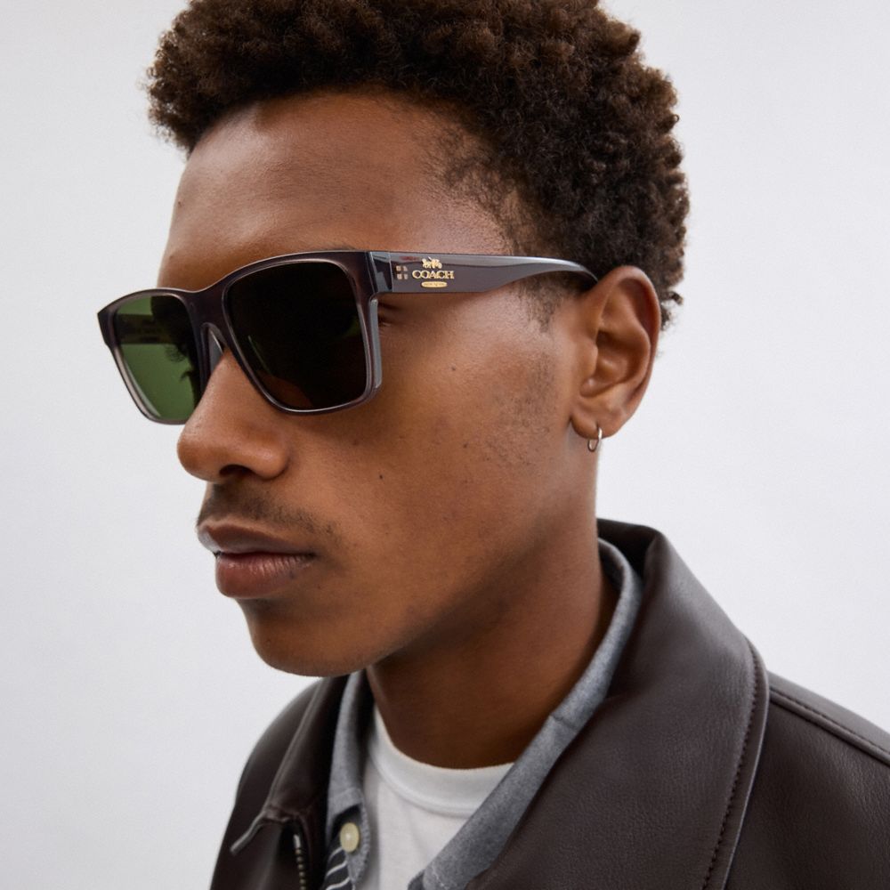 Coach Square Sunglasses Transparent Gray