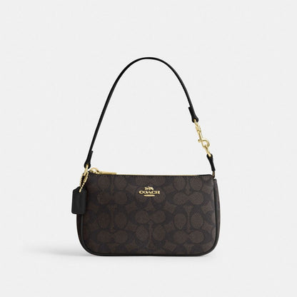 Coach Nolita 19 In Signature Canvas Gold Walnut Black