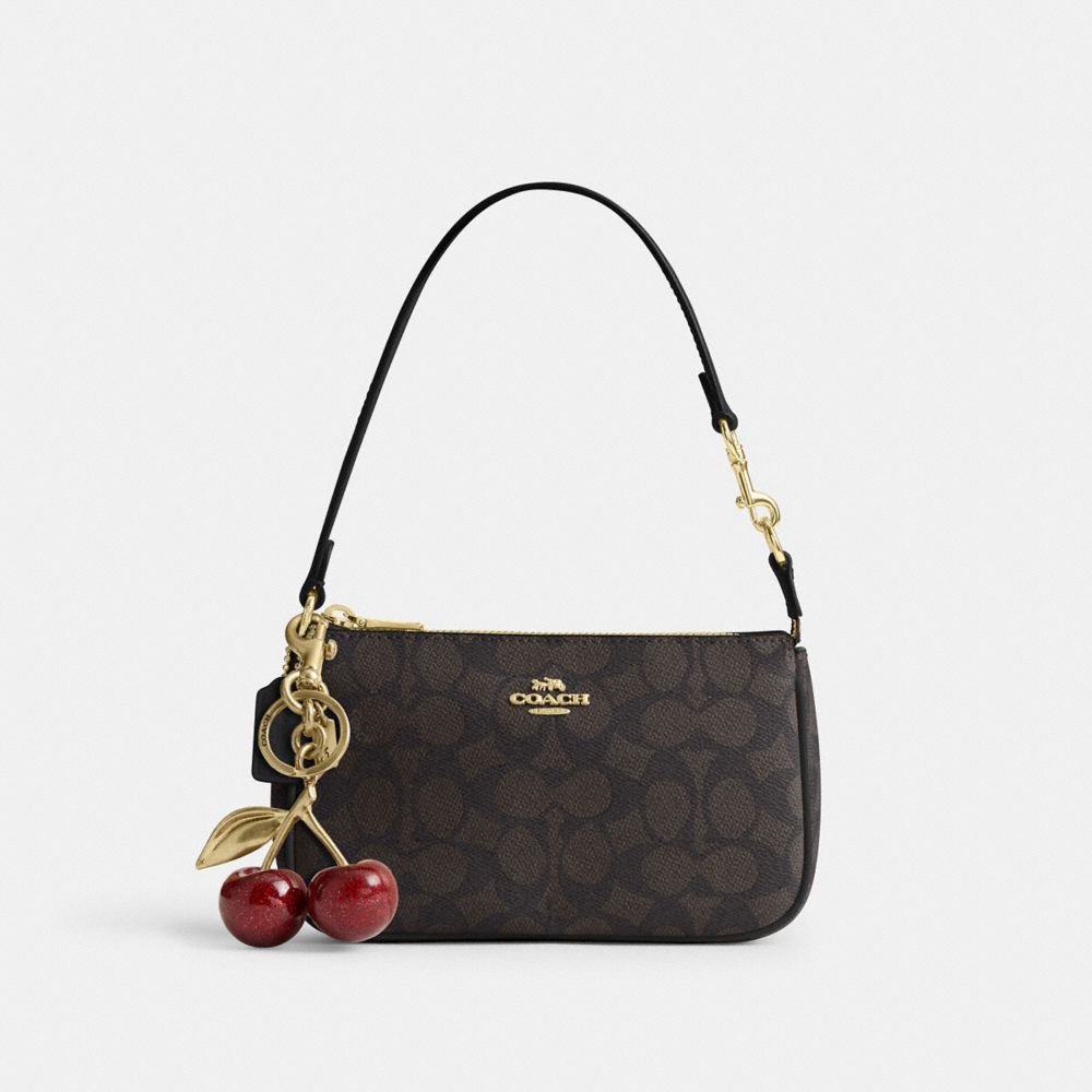 Coach Nolita 19 In Signature Canvas Gold Walnut Black