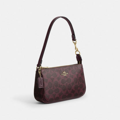 Coach Nolita 19 In Signature Canvas Gold/Black Currant