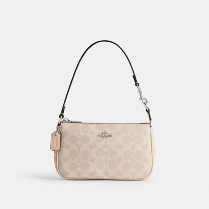 Coach Nolita 19 In Signature Canvas Silver Sand Taupe