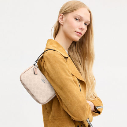 Coach Nolita 19 In Signature Canvas Silver Sand Taupe