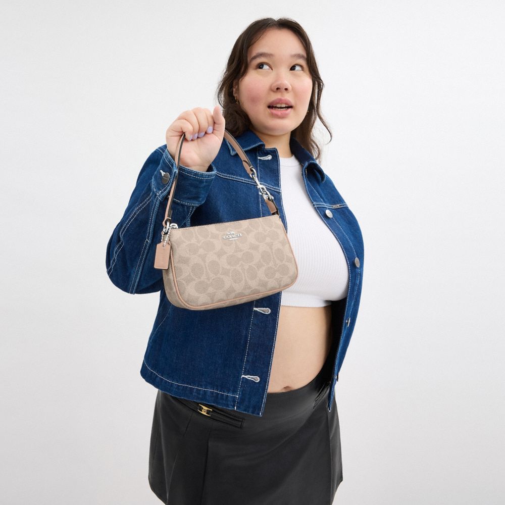 Coach Nolita 19 In Signature Canvas Silver