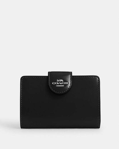 Medium Corner Zip Wallet Novelty Leather-Silver-Black Novelty Leather-Silver-Black