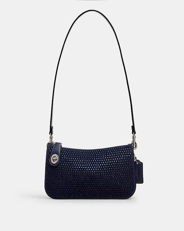 Penn Shoulder Bag With Crystal Silver-Blue Silver-Blue