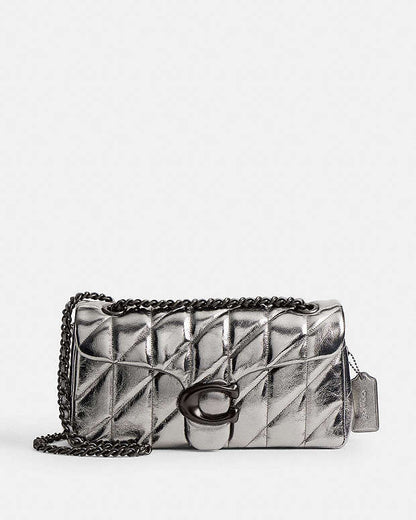 Tabby Shoulder Bag 26 With Quilting Pewter-Anthracite Pewter-Anthracite