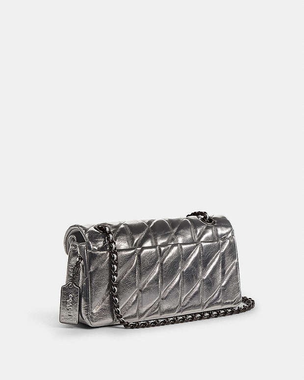 Tabby Shoulder Bag 26 With Quilting Pewter-Anthracite Pewter-Anthracite