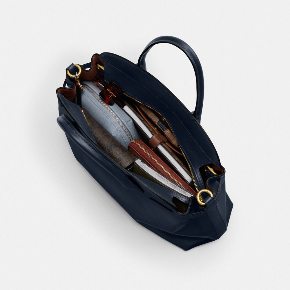 Coach Soft Empire Carryall Bag 40 Brass Dark Navy