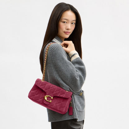 Coach Tabby Shoulder Bag 26 With Quilting Brass Dark Fuchsia