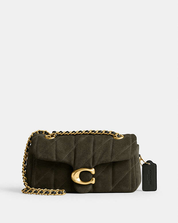 Tabby Shoulder Bag 20 With Quilting Brass-Olive Brass-Olive