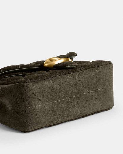 Tabby Shoulder Bag 20 With Quilting Brass-Olive Brass-Olive