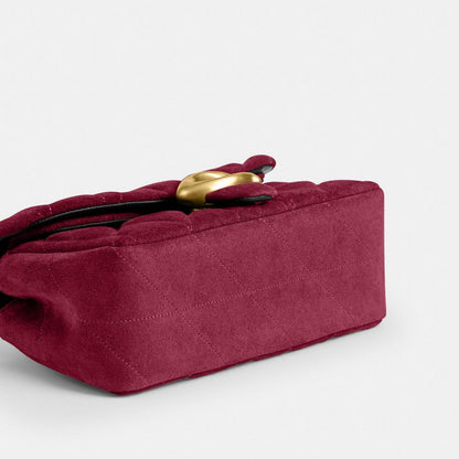 Coach Tabby Shoulder Bag 20 With Quilting Brass Dark Fuchsia