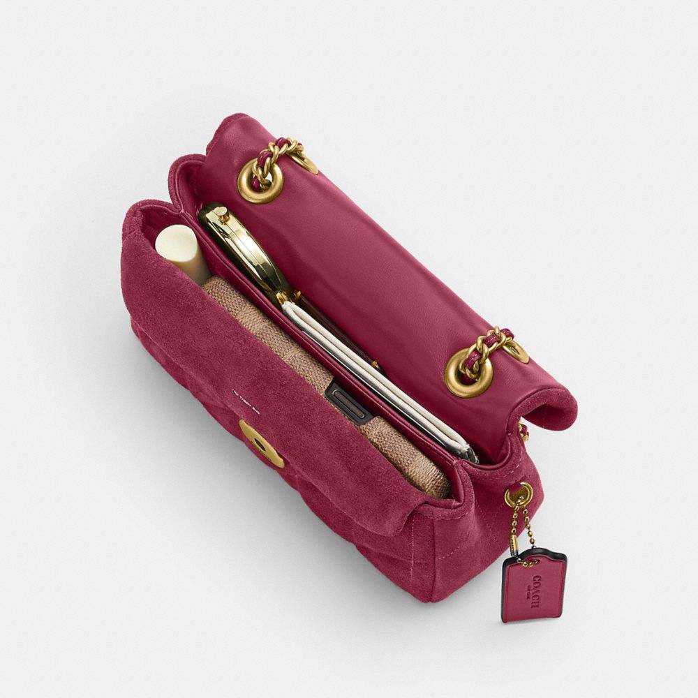 Coach Tabby Shoulder Bag 20 With Quilting Brass Dark Fuchsia