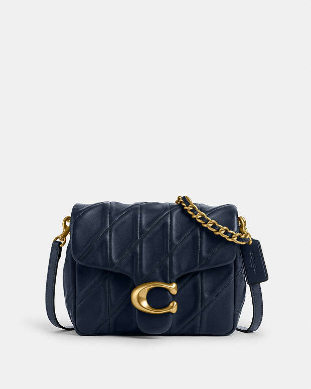 Times Square Tabby Shoulder Bag With Quilting Brass-Dark Navy Brass-Dark Navy