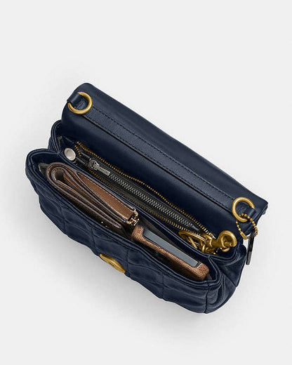 Times Square Tabby Shoulder Bag With Quilting Brass-Dark Navy Brass-Dark Navy