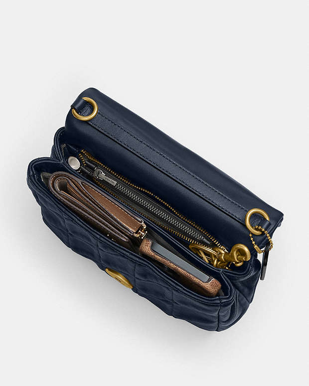 Times Square Tabby Shoulder Bag With Quilting Brass-Dark Navy Brass-Dark Navy