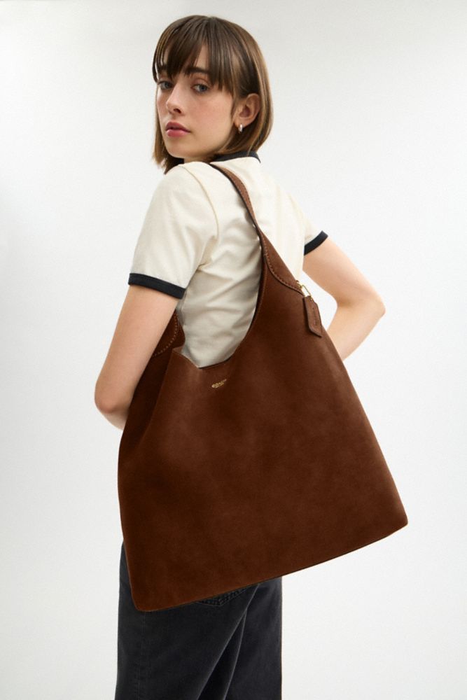 Brooklyn Shoulder Bag 39 Suede-Brass-Warm Brown Suede-Brass-Warm Brown