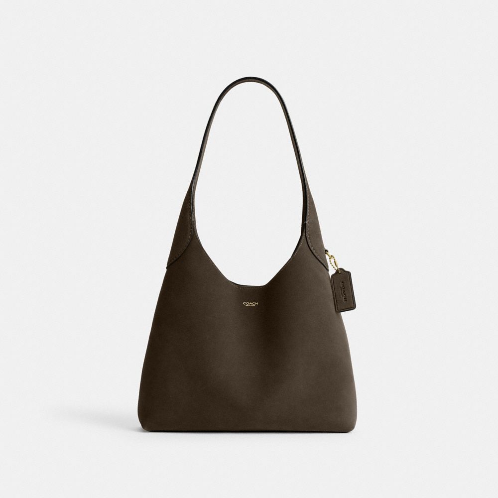 Brooklyn Shoulder Bag 28 Suede-Brass-Olive Suede-Brass-Olive