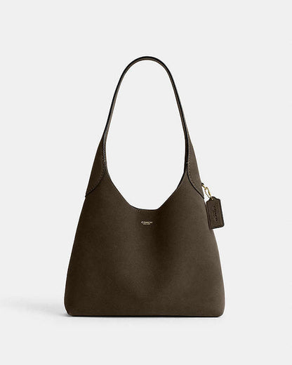 Brooklyn Shoulder Bag 28 Suede-Brass-Olive Suede-Brass-Olive