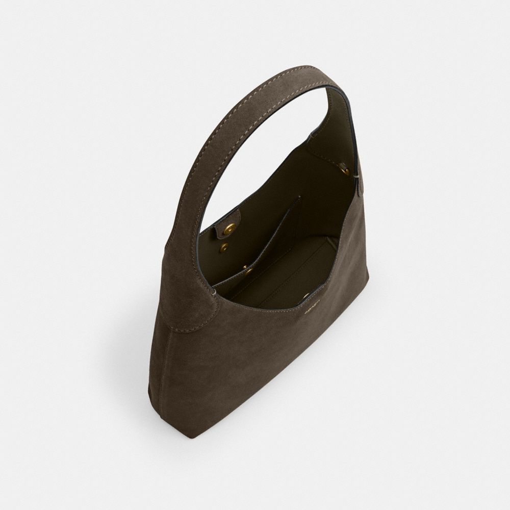 Brooklyn Shoulder Bag 28 Suede-Brass-Olive Suede-Brass-Olive