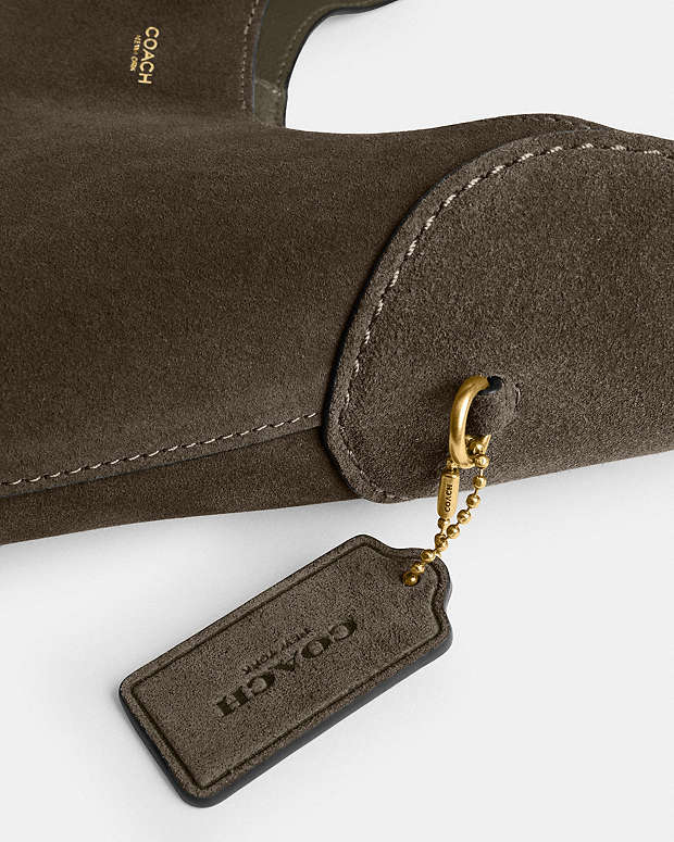 Brooklyn Shoulder Bag 28 Suede-Brass-Olive Suede-Brass-Olive